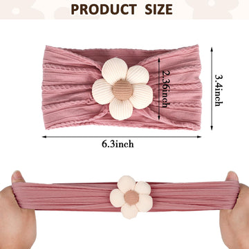 Miuxueso 3 Pcs Baby Flower Headbands Baby Girls Nylon Headbands Soft Hairbands Hair Accessories For Newborn Infant Toddler Kids