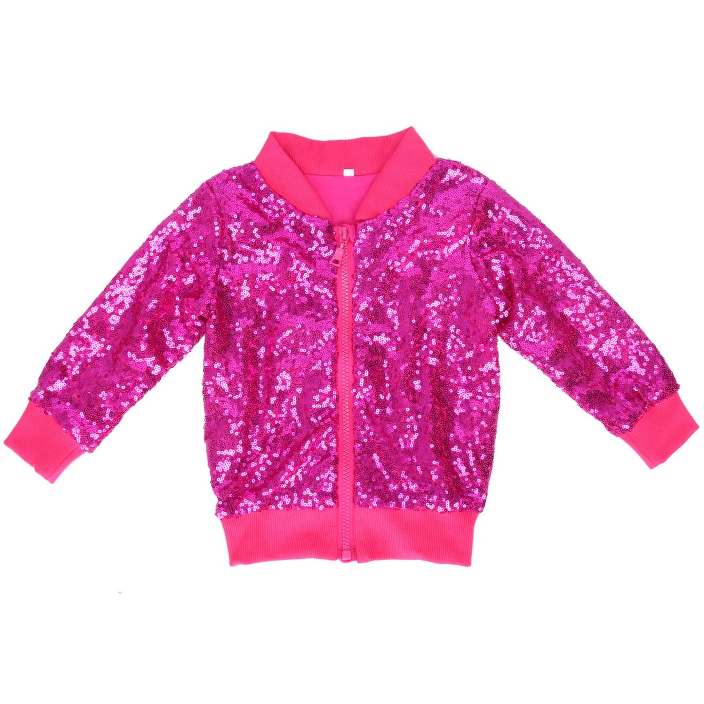 Cilucu Kids Jackets Girls Boys Sequin Zipper Coat Jacket For Toddler Birthday Christmas Clothes Bomber Hot Pink 7-8Years