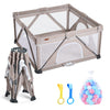 Jimglo Baby Playpen Foldable, Playard for Babies and Toddlers, Portable Playpen Activity Center with 50 Balls+2 Handles for Trav