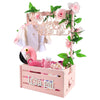 Wooden Baby Shower Crate Closet, Baby Storage Crate Hamper With Handle, Garland And 10 Clothes Hangers, Baby Shower Gifts Basket