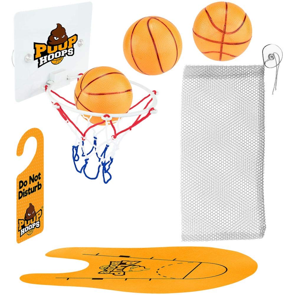Hoopla Toys Poop Hoops Toilet Basketball Game Set Funny Bathroom Sports Toy for Kids