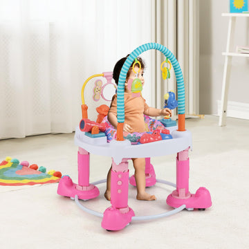 INFANS Baby Bouncer Activity Center, 5 in 1 Toddler Bouncing Activity Saucer Playtime Mat Activity Table with 360Rotating Seat,