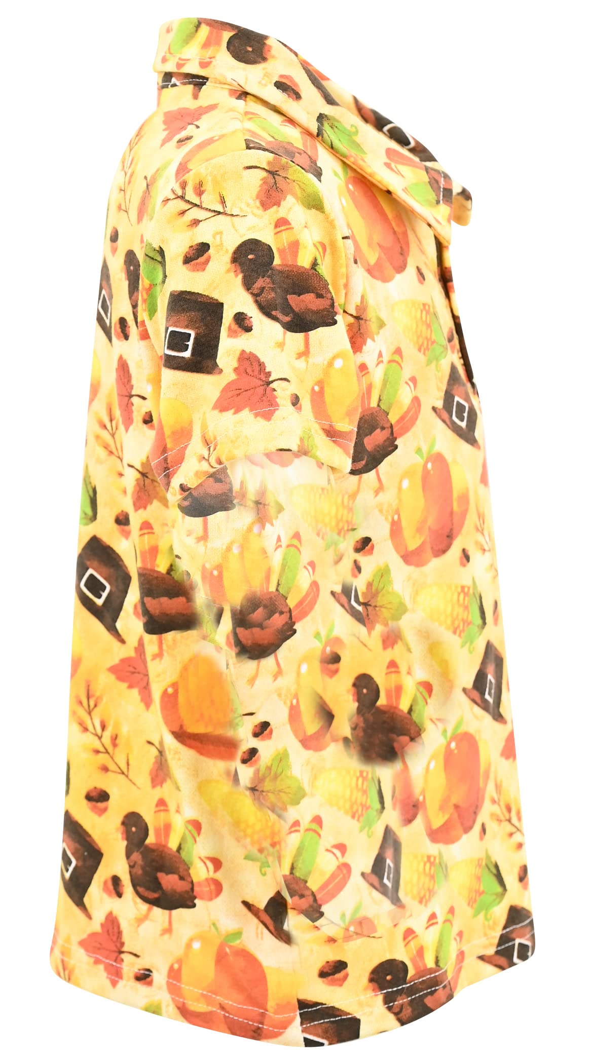 Boys Pumpkin Turkey Print Thanksgiving Collared Polo T Shirt (5Y, Orange)