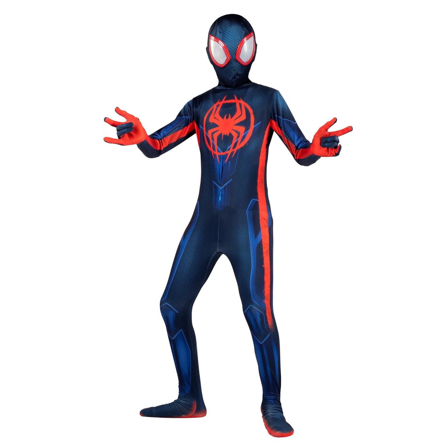Marvel Miles Morales: Spider-Man Official Youth Deluxe Zentai Costume - Stretch Spandex With Hidden Zippers, Wrist Slits (Xl) Mu