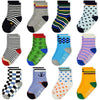 Tphon 12 Pairs Toddler Non Skid Socks With Grips Anti Slip Bottom, Cotton Non Slip Ankle Crew Socks For Boys, Girls, Kids(1-3Yea