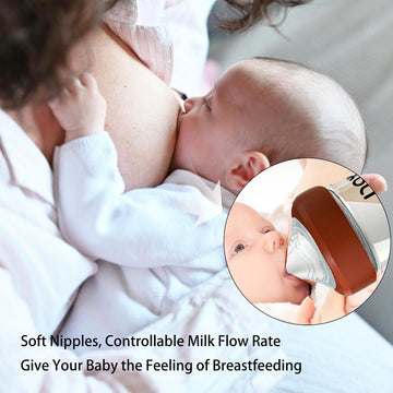 Yanyoyo Natural Glass Baby Bottle For Breastfeeding Babies, 3Oz Newborn Anti-Colic Baby Bottle With Slow Flow Nipples (Ss), Clea