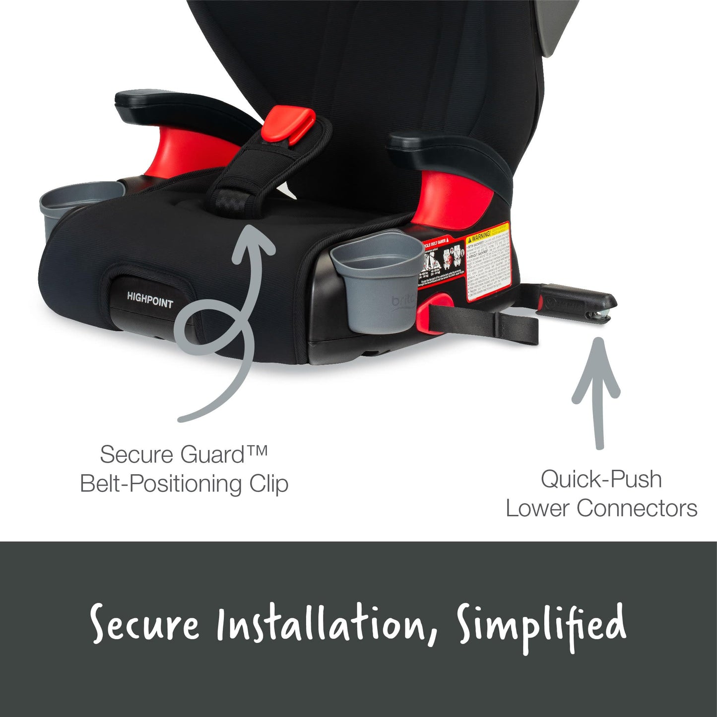Britax Highpoint Backless Belt-Positioning Booster Seat, SafeWash Black Ombre