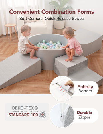 Hofish 5-Piece Foam Playset For Toddler Children, Playset Designed Easy To Clean Or Install, Children Indoor Active Climbing Cra