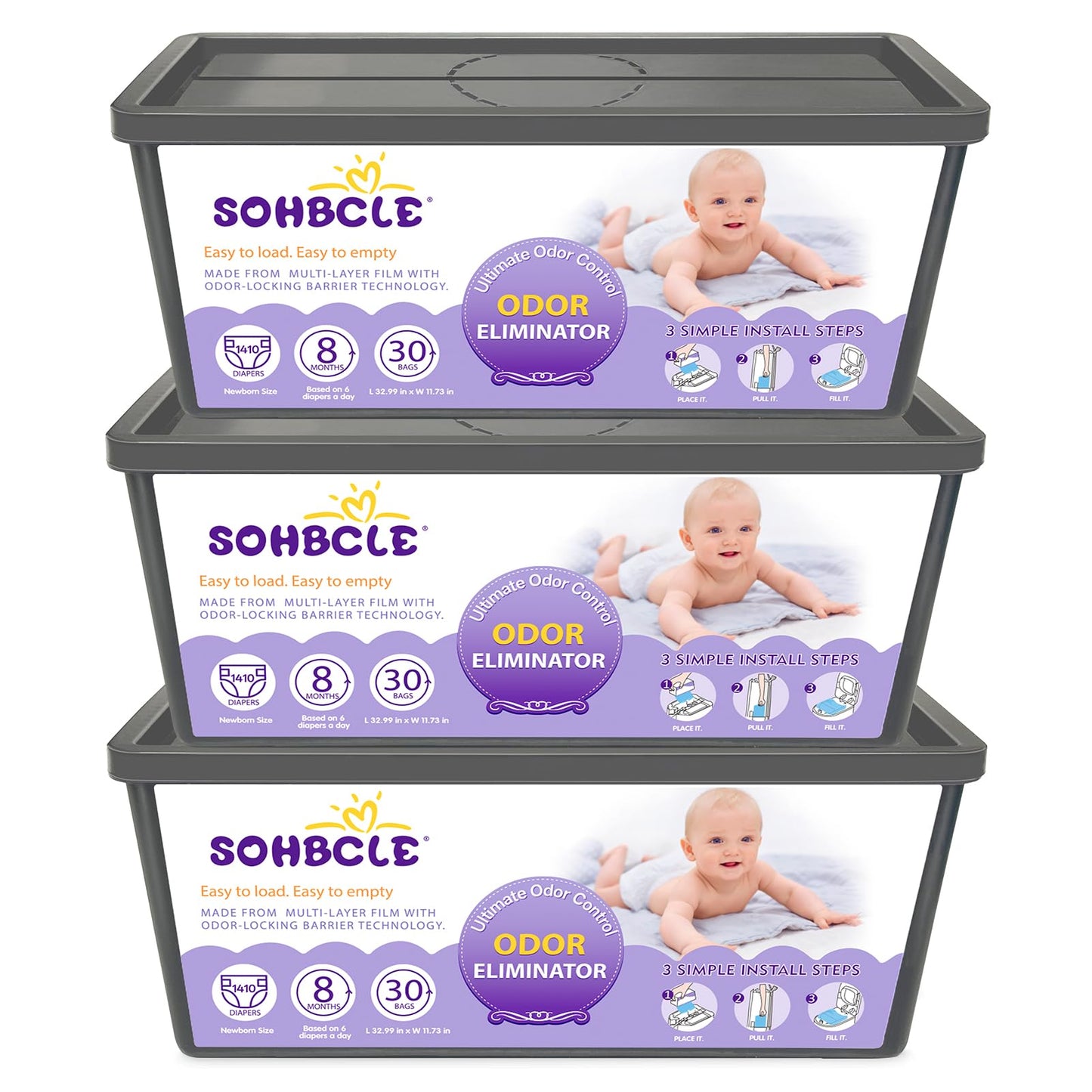 SOHBCLE Refills Compatible with Genie Easy Roll Signature Diaper Pail and Platinum Diaper Pail, Upgraded 90 Bags Hold up to 4200