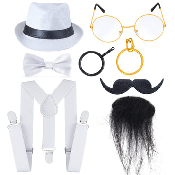 Beelittle 1920S Boys 52Cm Fedora Hat Suspenders Bow Tie Set Adjustable Y Back