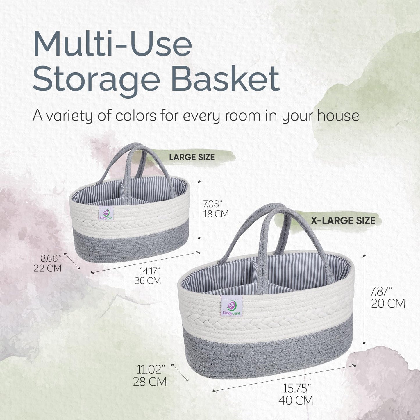 Kiddycare Woven Diaper Caddy Basket With Handle Lid Diaper Caddy Basket With Dividers For Baby Boy/Girl Nursery Baby Gift Basket