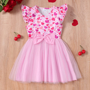 Toddler Girls Heart Puffy Dresses Summer Tutu Party Dress Pink Tulle Dress Baby Valentine'S Day Outfit 2-3 Years 1089