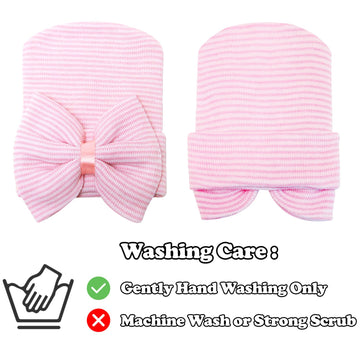 Sarfel Newborn Hats For Girls Hospital Hat Baby Girl Bows And Headbands Infant Beanie Nursery Caps Pink