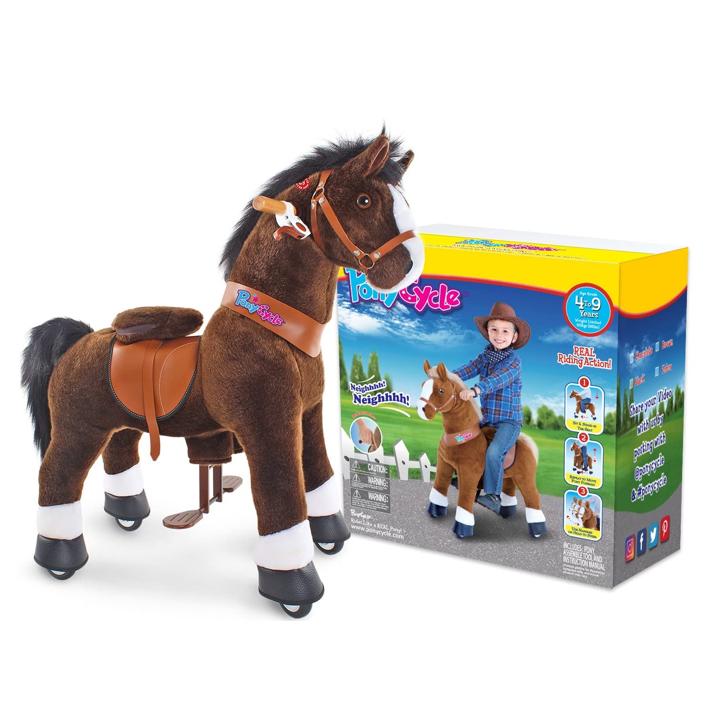 PonyCycle Ride on Toys for Kids 4-8 Ride on Large Horses Toys Riding Pony Gifts (36 Height/Size 4) Giddy up Spirit Toys Ride on