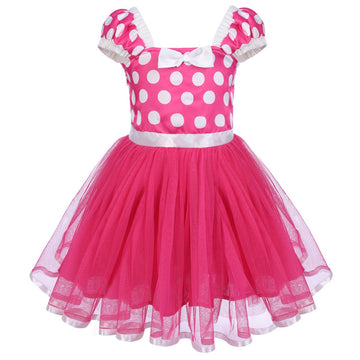 Ibtom Castle Toddlers Girls' Polka Dots Christmas Birthday Princess Leotard Costume Tutu Dress Up Bows Ears Headband Rose+3D Ear