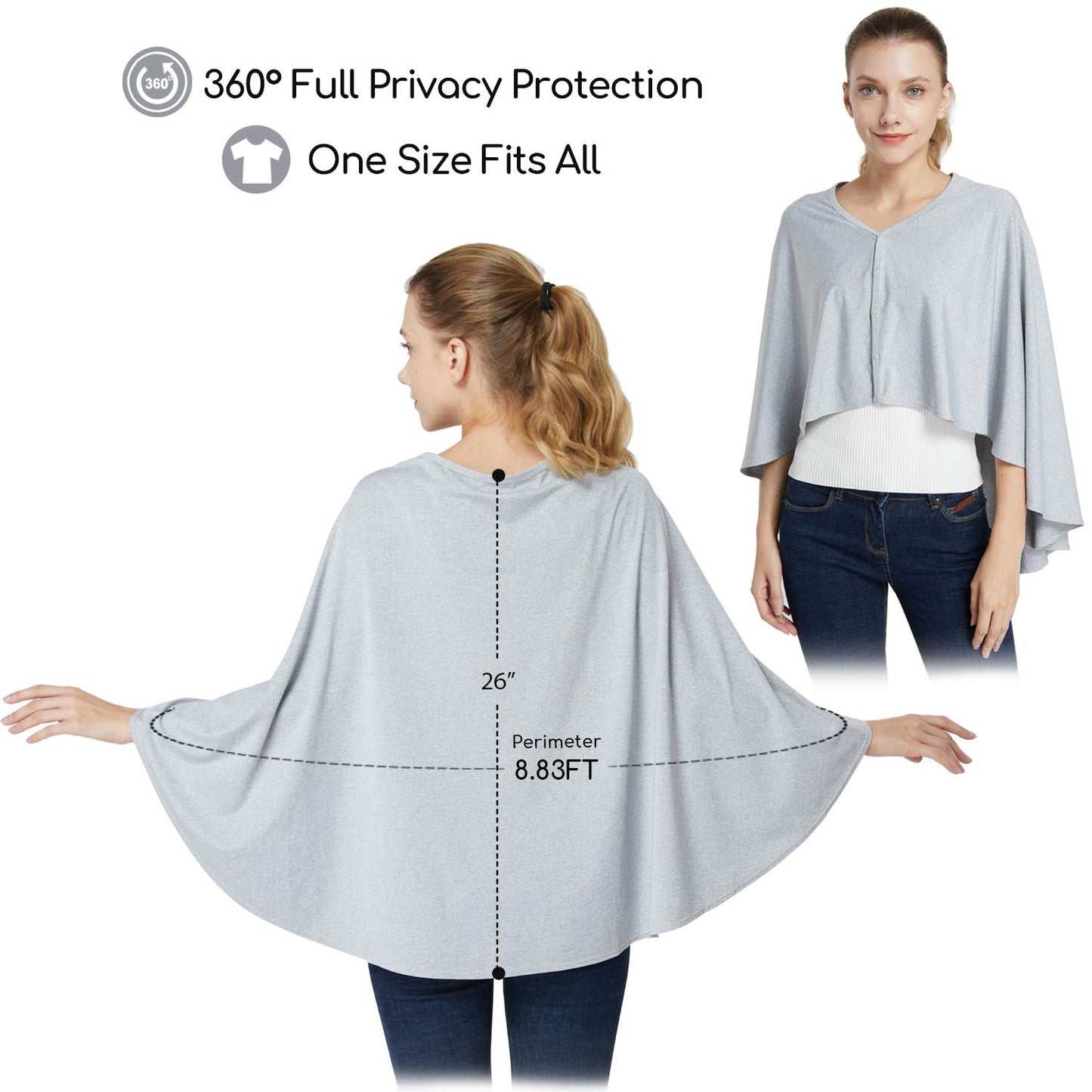 Nursing Cover & Baby Nursing Poncho,Multi Use Breastfeeding Cover For Carseat Canopy, High Seat Cover, Stroller Cover, Shopping