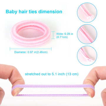 Qarwayoc 300Pcs Seamless Hair Ties For Girls, Cotton Mini Hair Ties Bands Kids, Soft Small Baby Ponytail Holders, Toddler Elasti