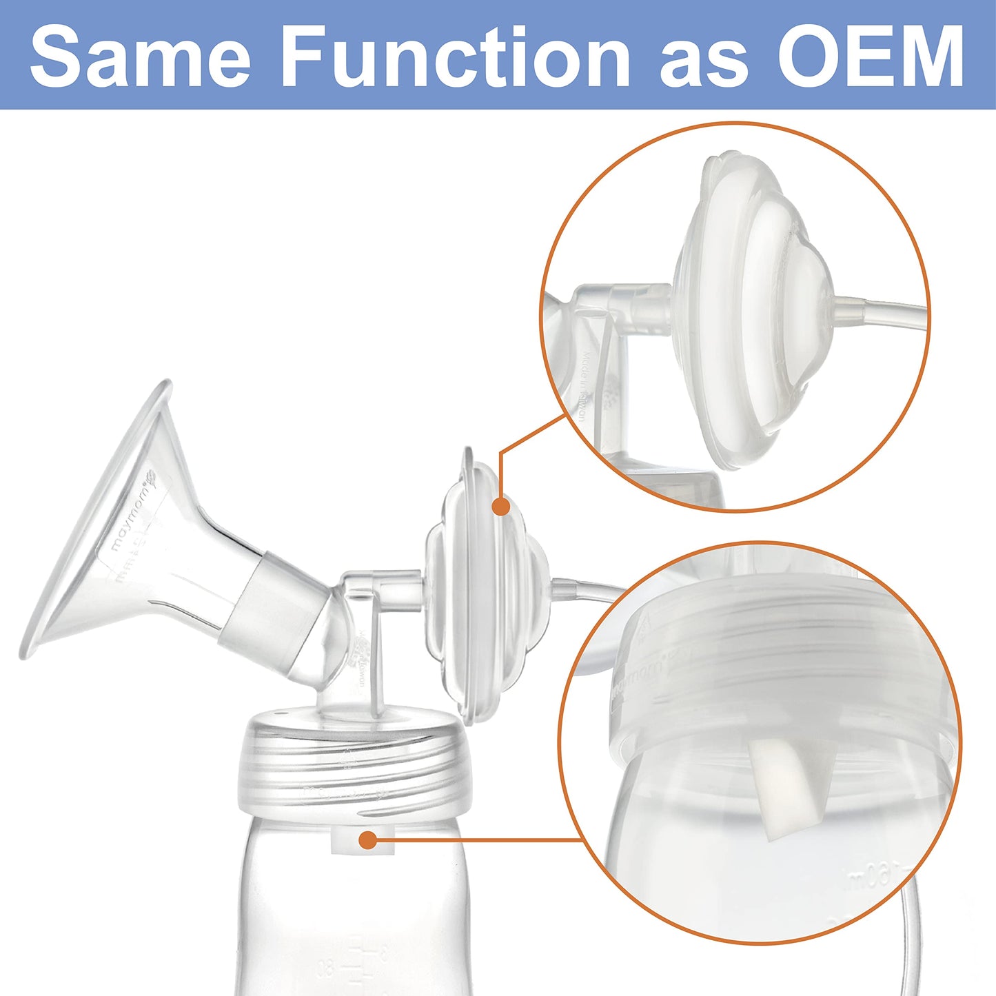 Maymom Two-Piece Wide Neck Pump Parts For Spectra S1/S2 Pumps; Incl Wide Mouth Flanges; Not Original Spectra Flange (15 Mm Two F