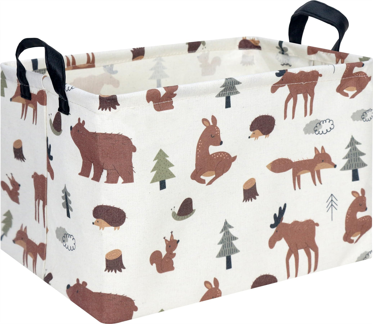 CLOCOR Rectangular Storage Basket,Collapsible Fabric Storage Container,Waterproof Toy Bin with Handles,Gift Basket(Brown Animals
