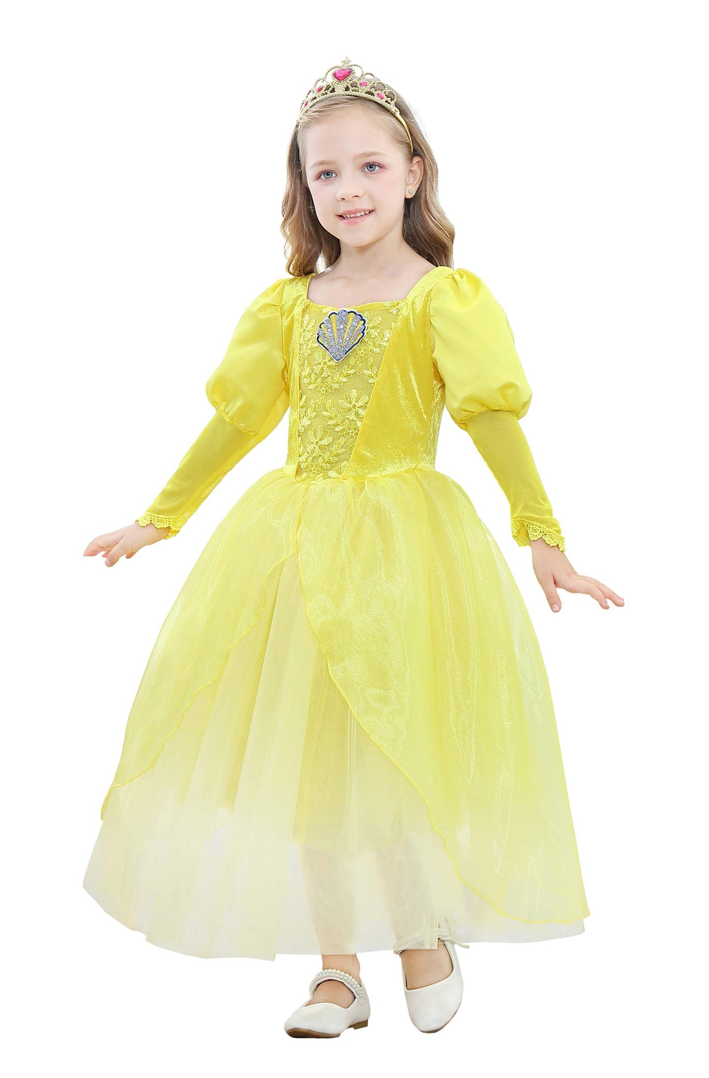 Dressy Daisy Girls Princess Dress Up Costume Mermaid Halloween Xmas Birthday Parties Long Sleeve Size 4-5 Yellow