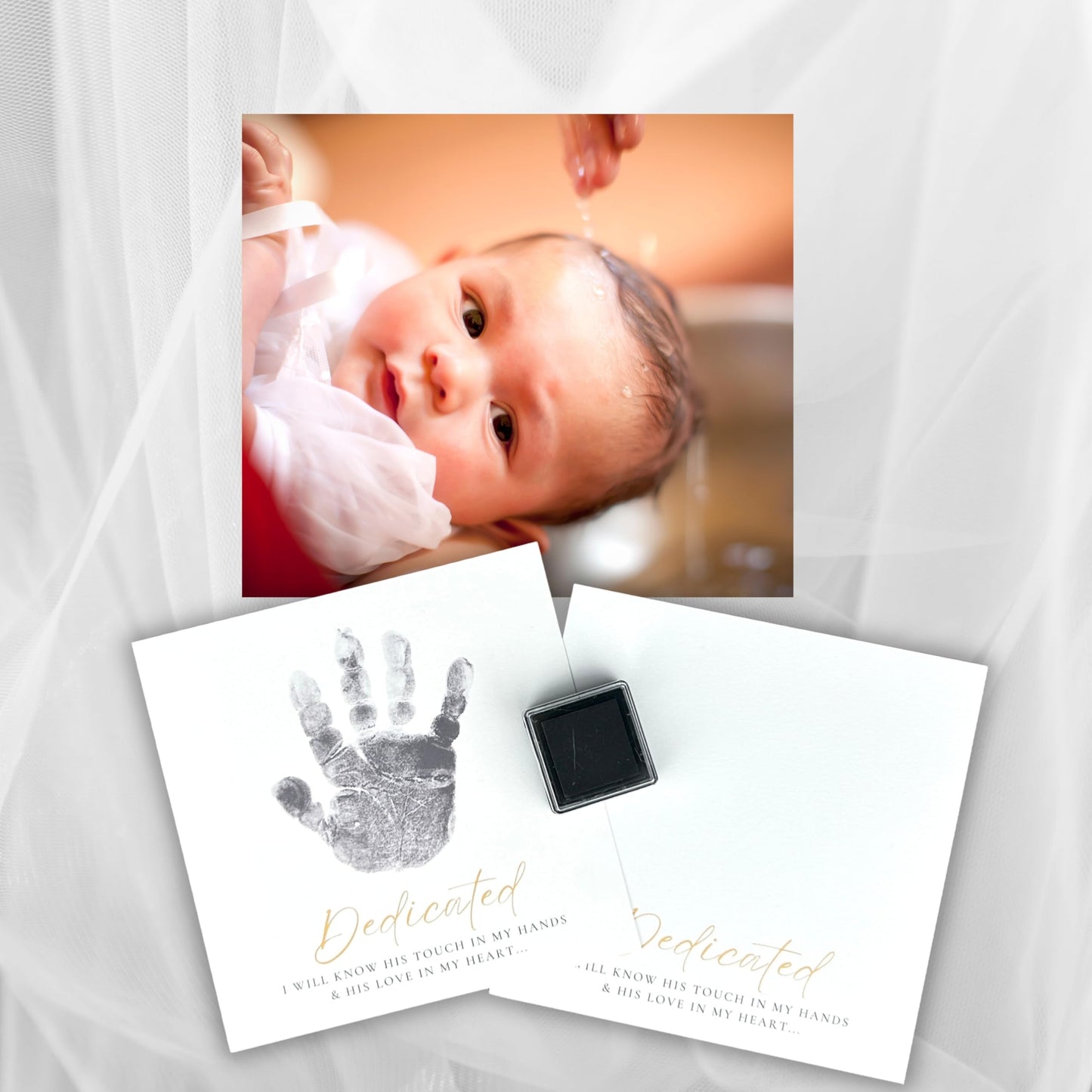 The Grandparent Gift Company- White Shadowbox Frame 6 X 6 Table Or Shelf Frame With Dedicated Sentiment- Baby Handprint Dedic