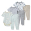 Burt Bees 6Pk Baby Girl Organic Cotton Bodysuit & Pant Set, Ranunculus, Blue 6Piece Set, 18 Months
