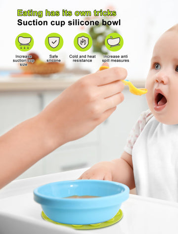 Gloglow Baby Place Mats, Baby Feeding Bowl Cup Anti Slip Placemat Kids Magic Suction Mat Double Sided Suckers Baby Feeding Bowl