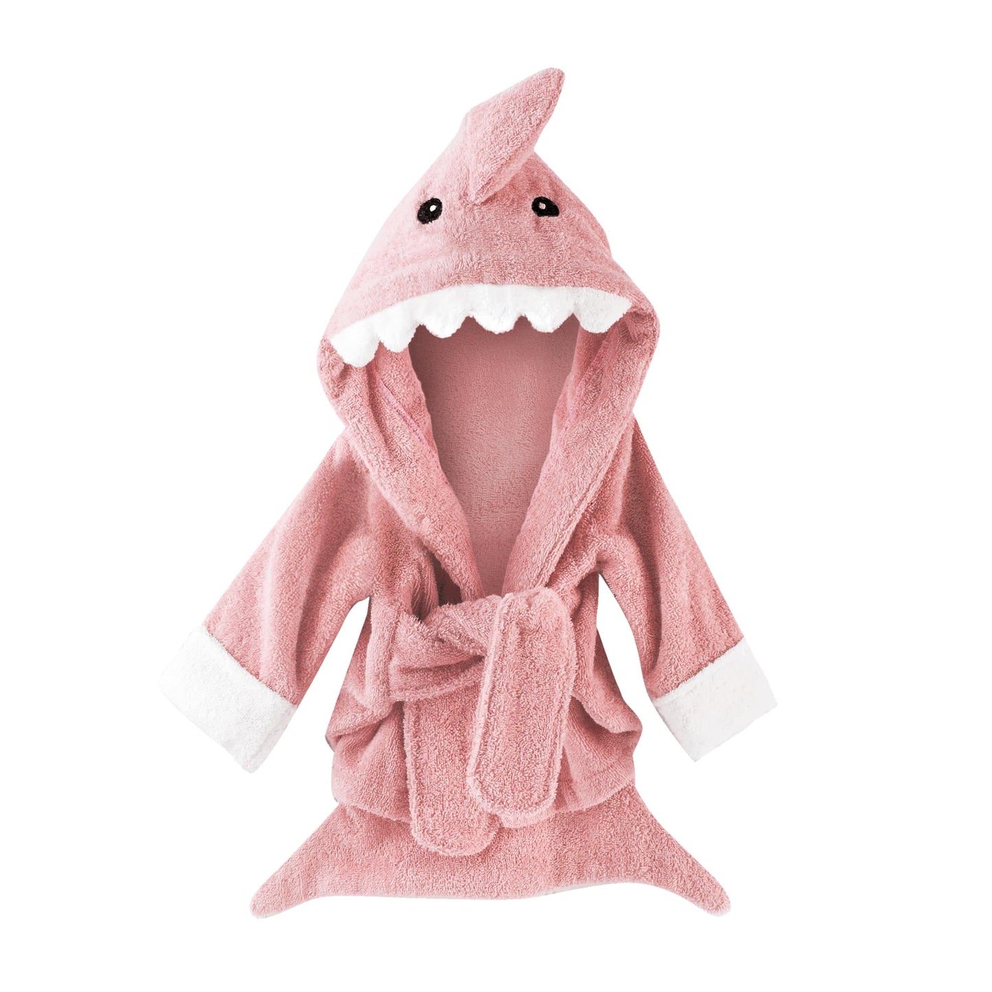 Baby Aspen Pink Girls Baby Shark Hooded Towel/Newborn Terry Cotton Spa Bath Robe, Baby Beach Towel | Let The Fin Begin Baby Bat