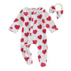 Yingisfitm Baby Girl Valentines Day Outfit Love Ruffle Waffle Footie Romper Jumpsuit My First Valentines Day Onesie Clothes (Hea