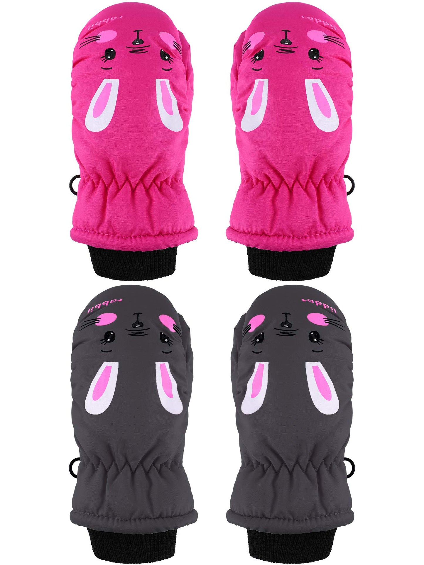SATINIOR 2 Pairs kids waterproof mittens Girls Winter Snow mittens Warm Snow Gloves for Winter Outdoor Activities(3-5 Year,Class
