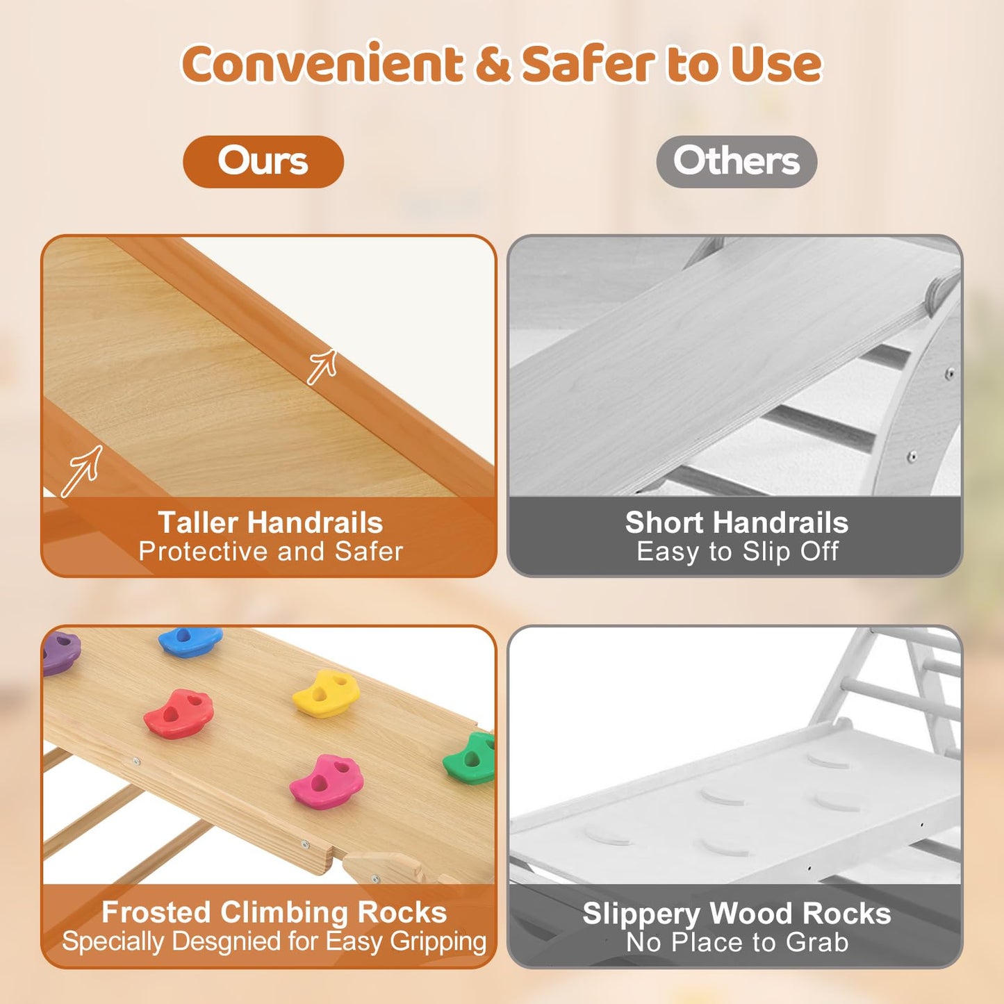 Funlio Foldable Pikler Triangle Set, Montessori Climbing Set With Solid Wood For Toddlers 2-5 Yrs, Adjustable 5-In-1 Indoor Play