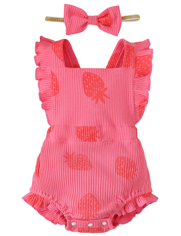 Fullfamous Infant Baby Girl Clothes Outfits Romper Spring Summer Clothing Onesie Bodysuit Jumpsuit Ropa De Bebe Nia Pink Strawbe