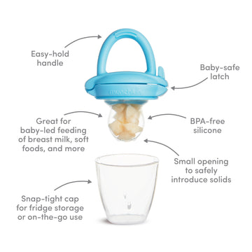 Munchkin Silicone Baby Food Feeder For Solids And Purees, Great For Self-Feeding And Baby Led Weaning, 2 Pack, Blue/Mint