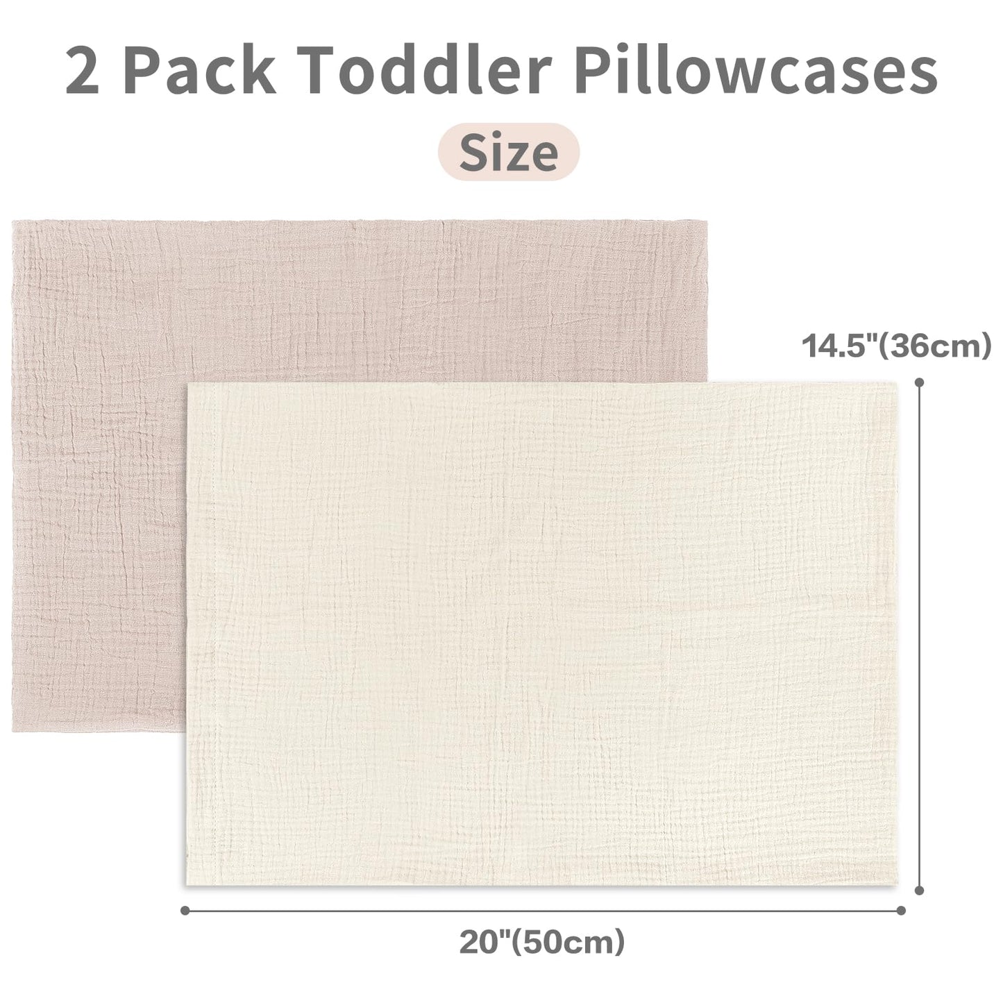 Caruili Muslin Toddler Pillowcase For 13 X 18 Pillow, 2 Pack Small Travel Pillow Cases Covers With Envelope Closure, Soft & Brea