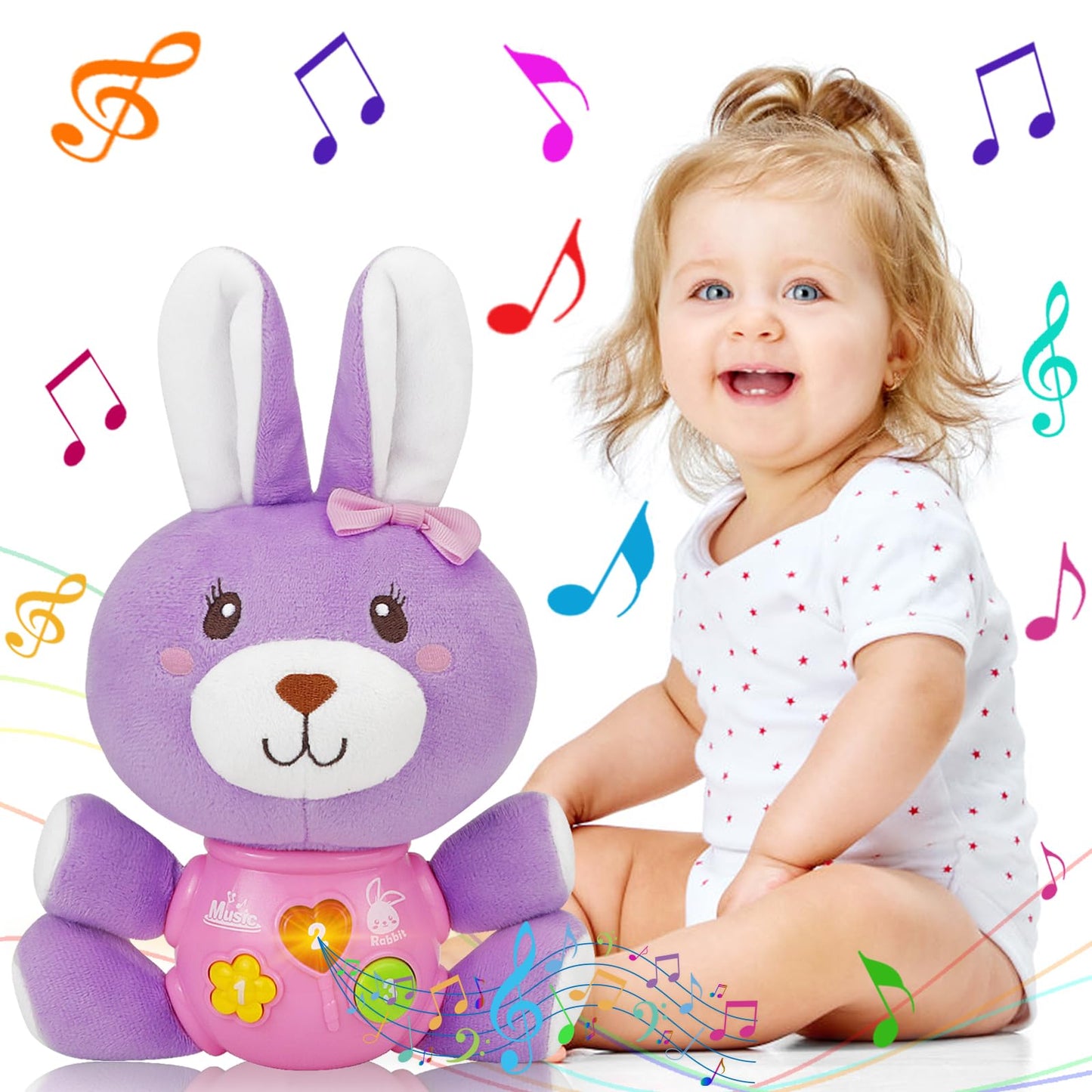 Baby Easter Gifts for Girls Boys: Easter Bunny Stuffed Animal Plush Baby Musical Toys Baby Easter Toys 6 to 12 Months Baby Toys