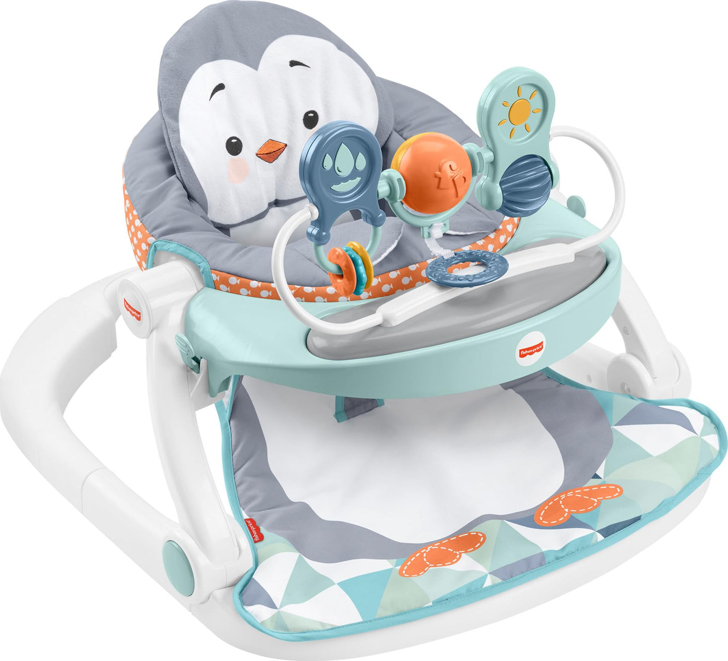 Fisher-Price Portable Baby Chair Sit-Me-Up Floor Seat With Snack Tray And Removable Bar, Penguin Island