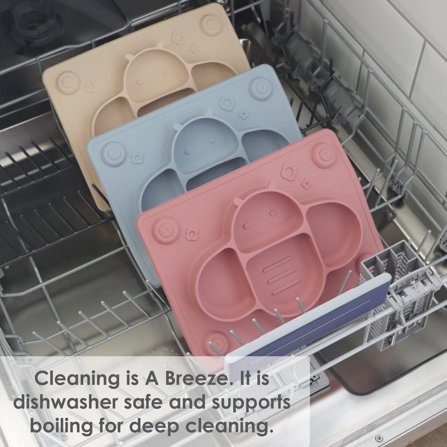 Rocced Suction Plates For Baby Placemat Spoon Fork Set For Toddlers, Silicone Baby Plates With Suction Baby Dishes For Kids Plat