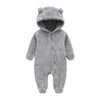Baby Boy Winter Outfits Warm Romper Jumpsuits For 9-12 Months Kids Gray Fleece Bodysuit
