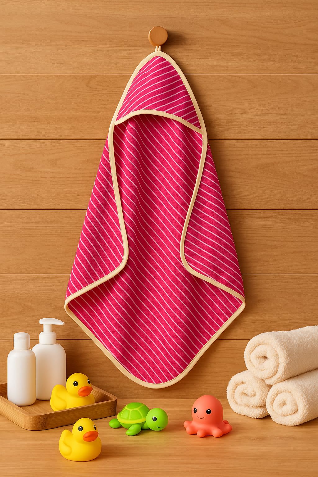 TuddyBuddy 100% Cotton Hooded Terry Towel for Babies/Super Soft Bath Towel for 0 Months 2 Years Baby Ideal for Newborn Babie