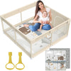 Fodoss Baby Playpen with Mat, Small Baby Play Pen(47x47inch), Playpen for Babies and Toddler (47 47inch Beige with mat)