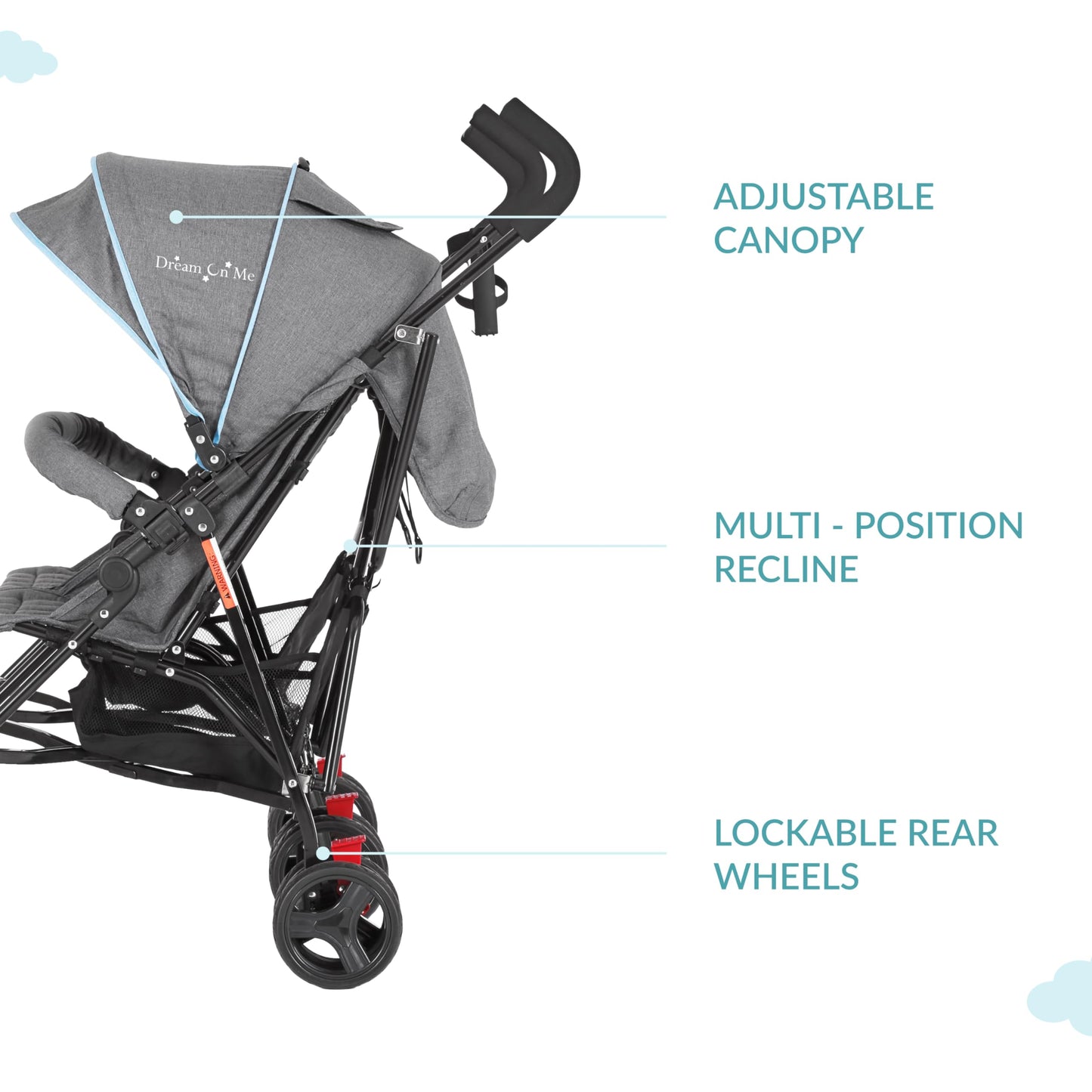 Dream On Me Volgo Twin Umbrella Stroller In Blue, Lightweight Double Stroller For Infant & Toddler, Compact Easy Fold, Large Sto
