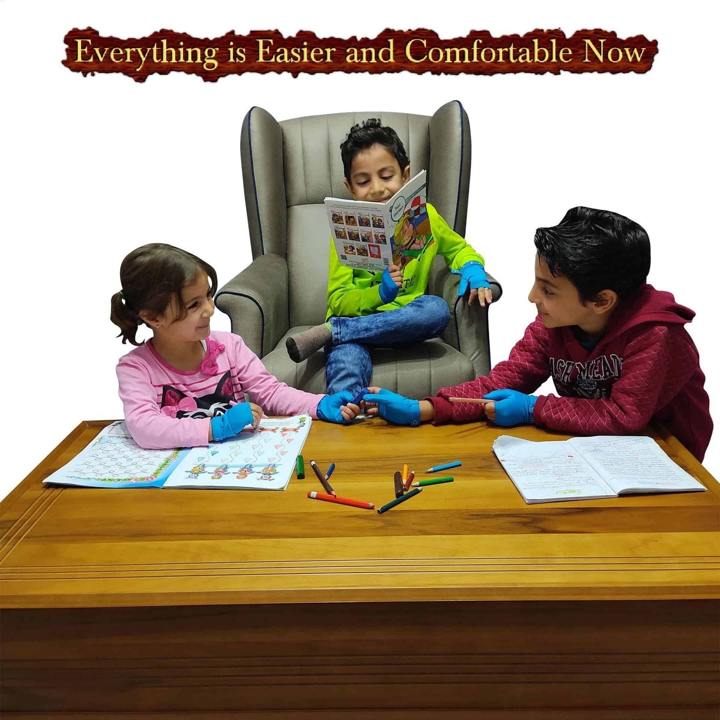Offa Thumb Sucking Stop For Kids (Ages 3-6) - Kit Includes 2 Thumb Sucking Deterrent Gloves (Blue) & Guide Booklet