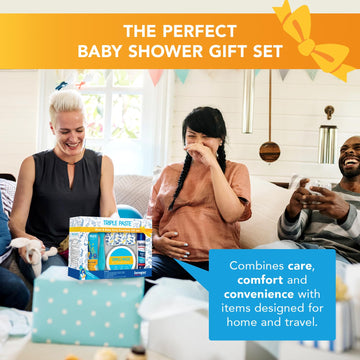 Triple Paste Mom & Baby Early Essentials Gift Set With 5 Items, Diaper Rash Ointment 8Oz Jar & 2Oz Tube, Spatula Applicator, Der