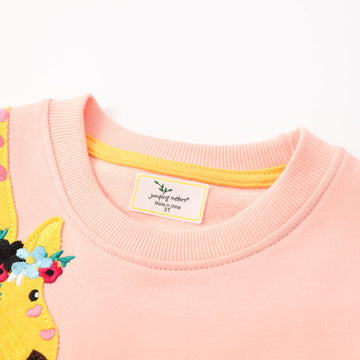 Giraffe Sweatshirt Girls Long Sleeve Crewneck Pullover Toddler Animal Shirts Kids Winter Warm Sweater Tops 6T