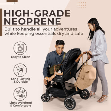 Bunso Neoprene Diaper Bag, Minimalist Backpack Diaper Bag With Pouch, Changing Pad, And Stroller Straps, Water Resistant And Lig