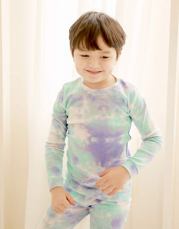 Vaenait Baby Kids Junior 100% Cotton Sleepwear Pajamas 2Pcs Set Tiedye-Bluemintsky-248 S