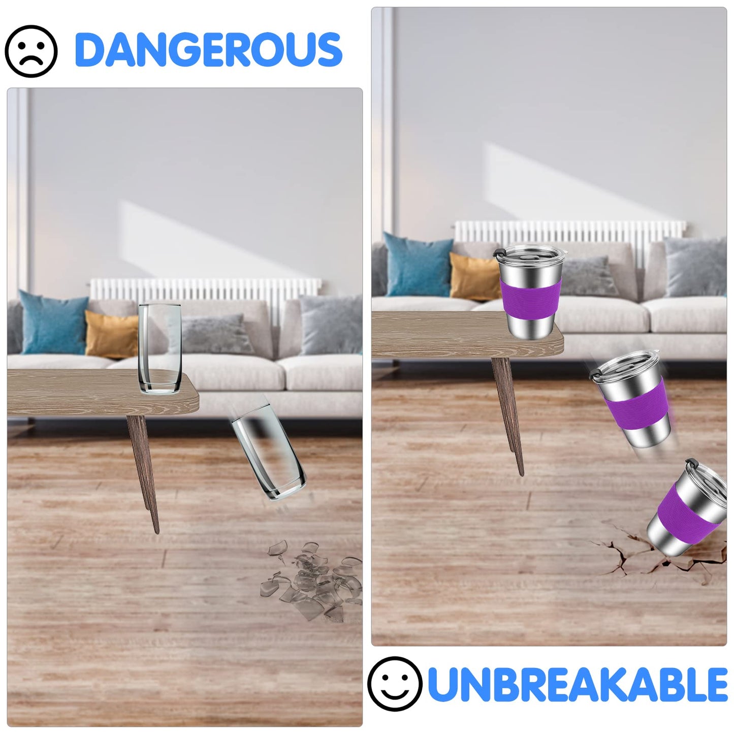 Ewsnmata Kids Cups With Straws Spill Proof, Stainless Steel Sippy Cups With Lids, 12Oz Toddlers Straws Tumbler, 6 Pack Unbreakab