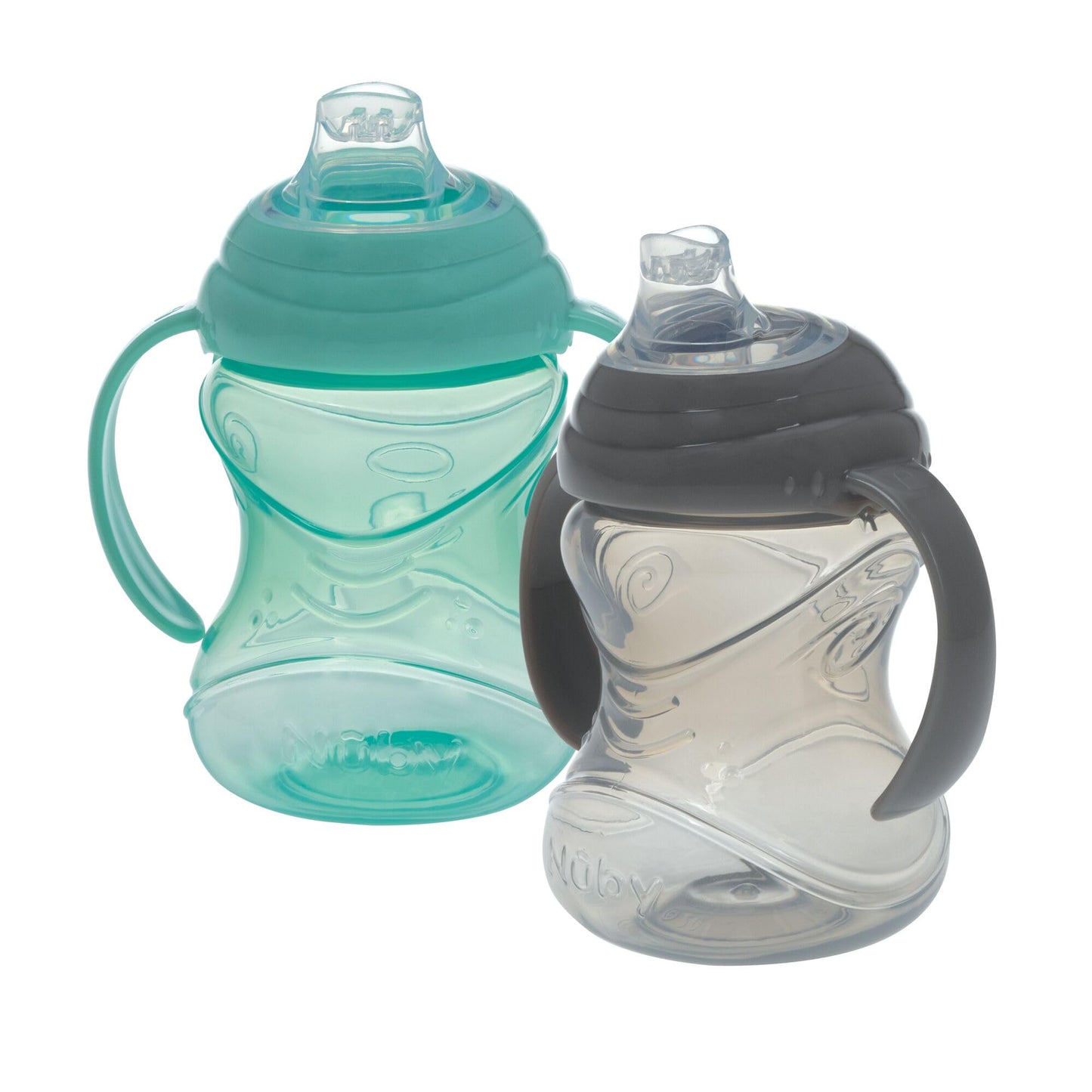 Nuby Clik-It No-Spill Soft Spout Training Sippy Cup with Handles - (2-Pack) 10 Oz - 4+ Months - Neutral