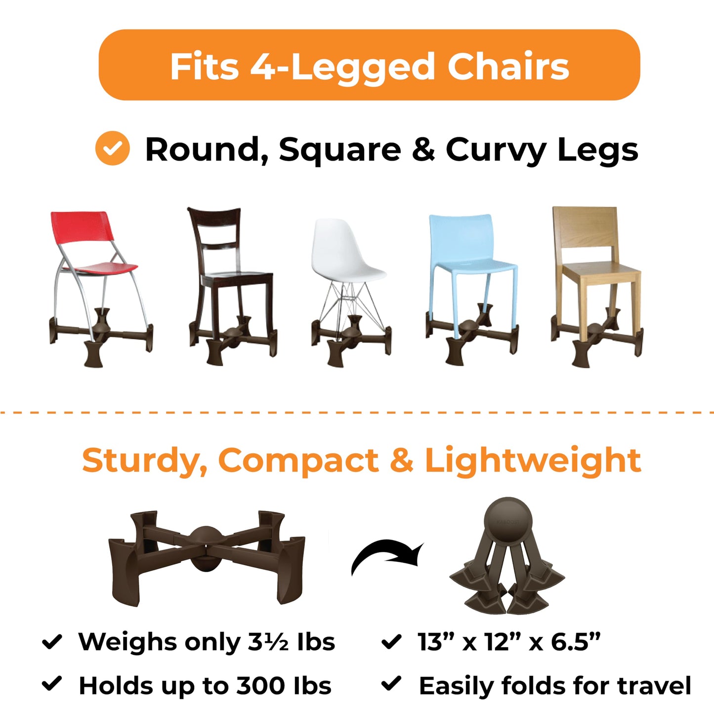 Kaboost Booster Seat For Kitchen Chair, Chocolate - Goes Under The Chair - Portable Chair Booster For Toddlers And Grown Ups