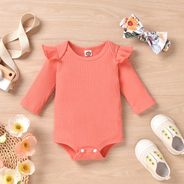 Aalizzwell 0-3 Months Newborn Infant Baby Girls Clothes Floral Long Sleeve Bodysuit Fall Winter Outfit Pink